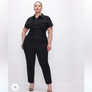 Good American Fit for Success Denim Jumpsuit, black, Large